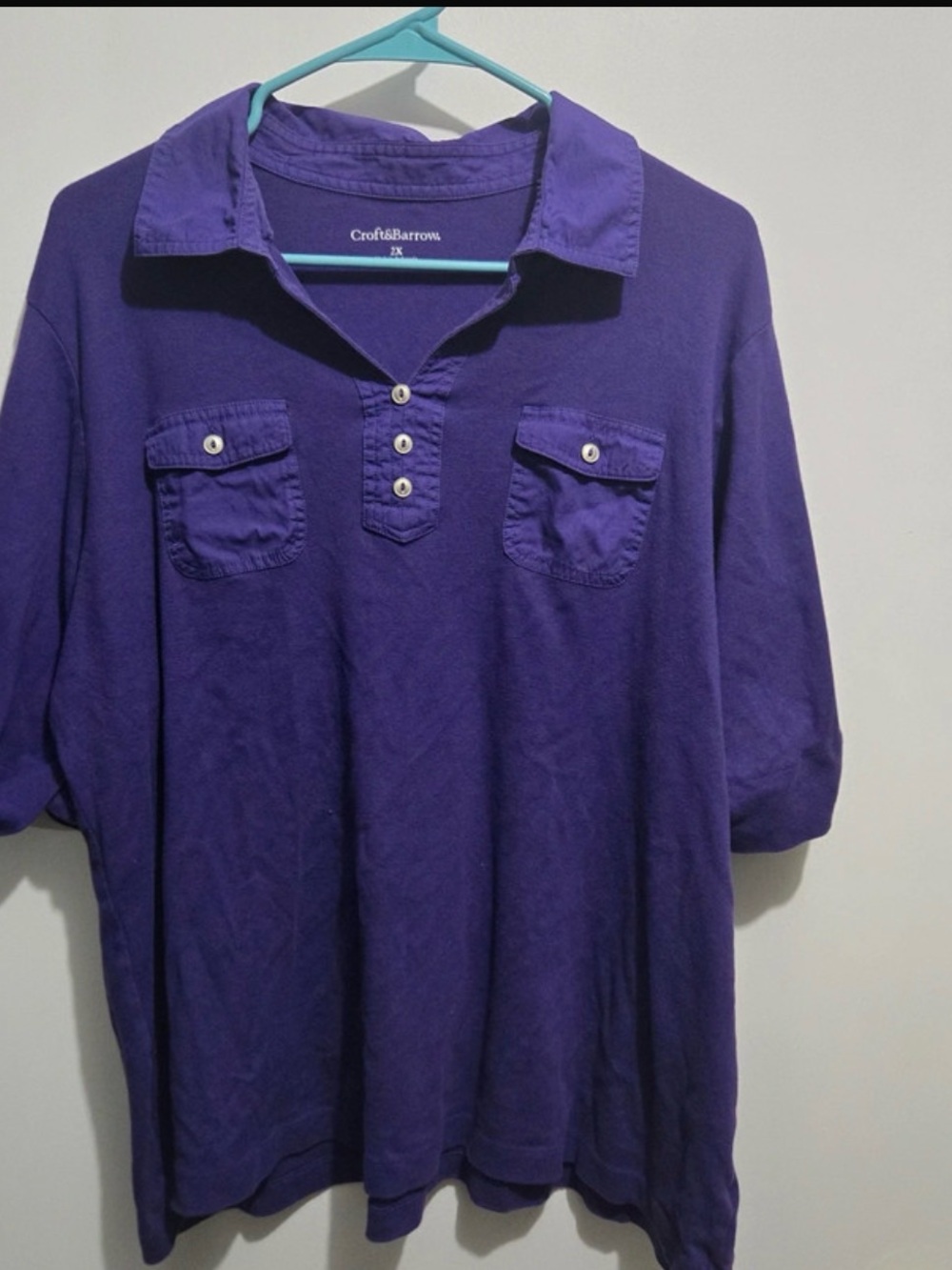 Croft & Barrow Purple Polo Shirt with Chest Pockets 2XL